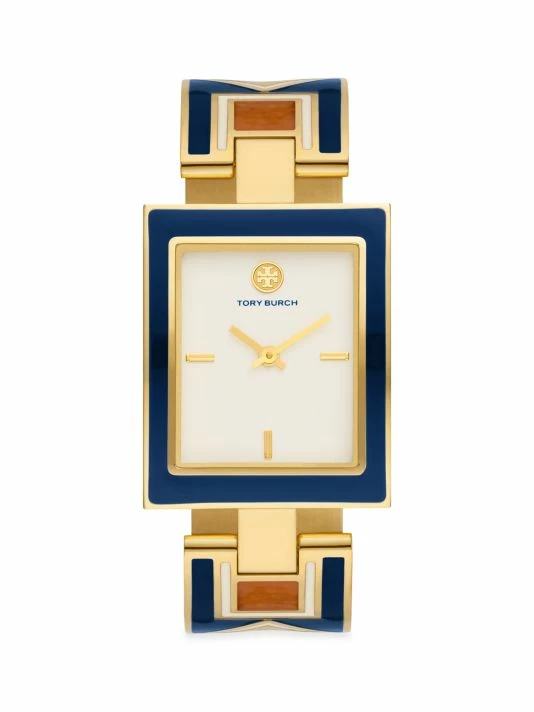 Tory Burch Watch Bangle Bracelet Buddy Stainless Steel Enamel Goldtone 1 Tory Burch Watch Bangle Bracelet Buddy Stainless Steel Enamel Goldtone