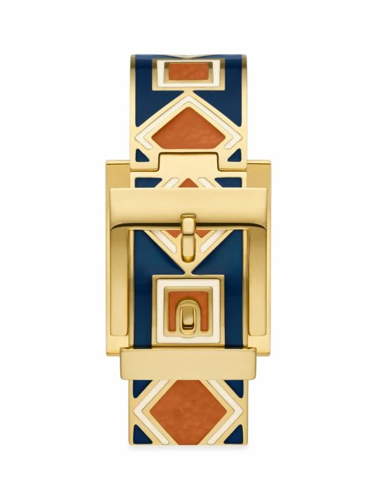 Tory Burch Watch Bangle Bracelet Buddy Stainless Steel Enamel Goldtone 3 Tory Burch Watch Bangle Bracelet Buddy Stainless Steel Enamel Goldtone - Image 3