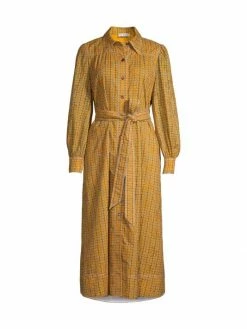 Tory Burch Broderie Midi-Dres Logo Cotton Anglaise